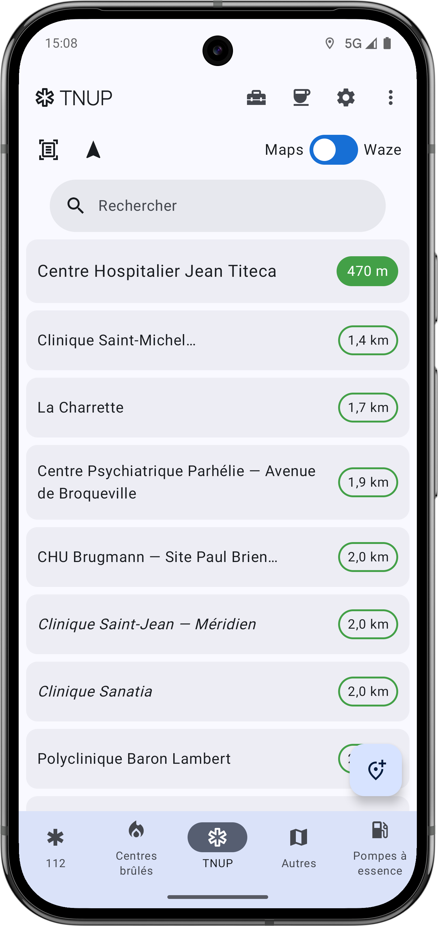 TNUP list on Android