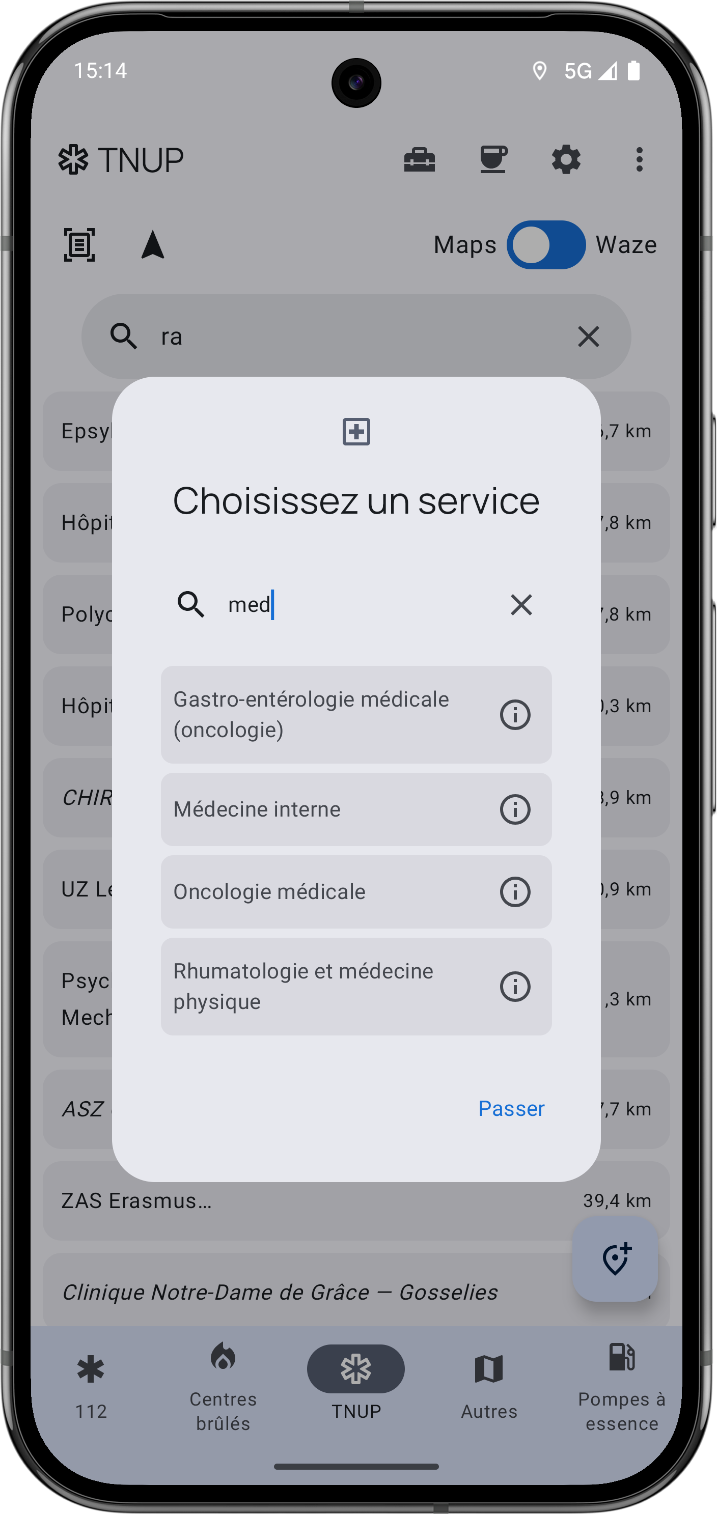 TNUP units list on Android